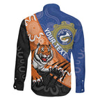 Personalised Tigers and Eels Rugby Family Matching Short Sleeve Bodycon Dress and Hawaiian Shirt Aboriginal Art