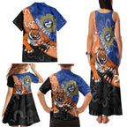 Personalised Tigers and Eels Rugby Family Matching Tank Maxi Dress and Hawaiian Shirt Aboriginal Art