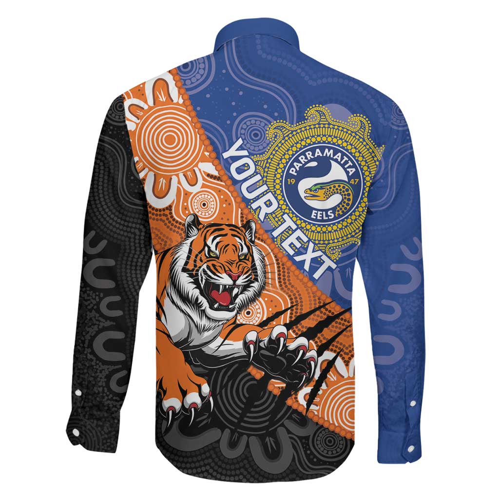 Personalised Tigers and Eels Rugby Family Matching Tank Maxi Dress and Hawaiian Shirt Aboriginal Art