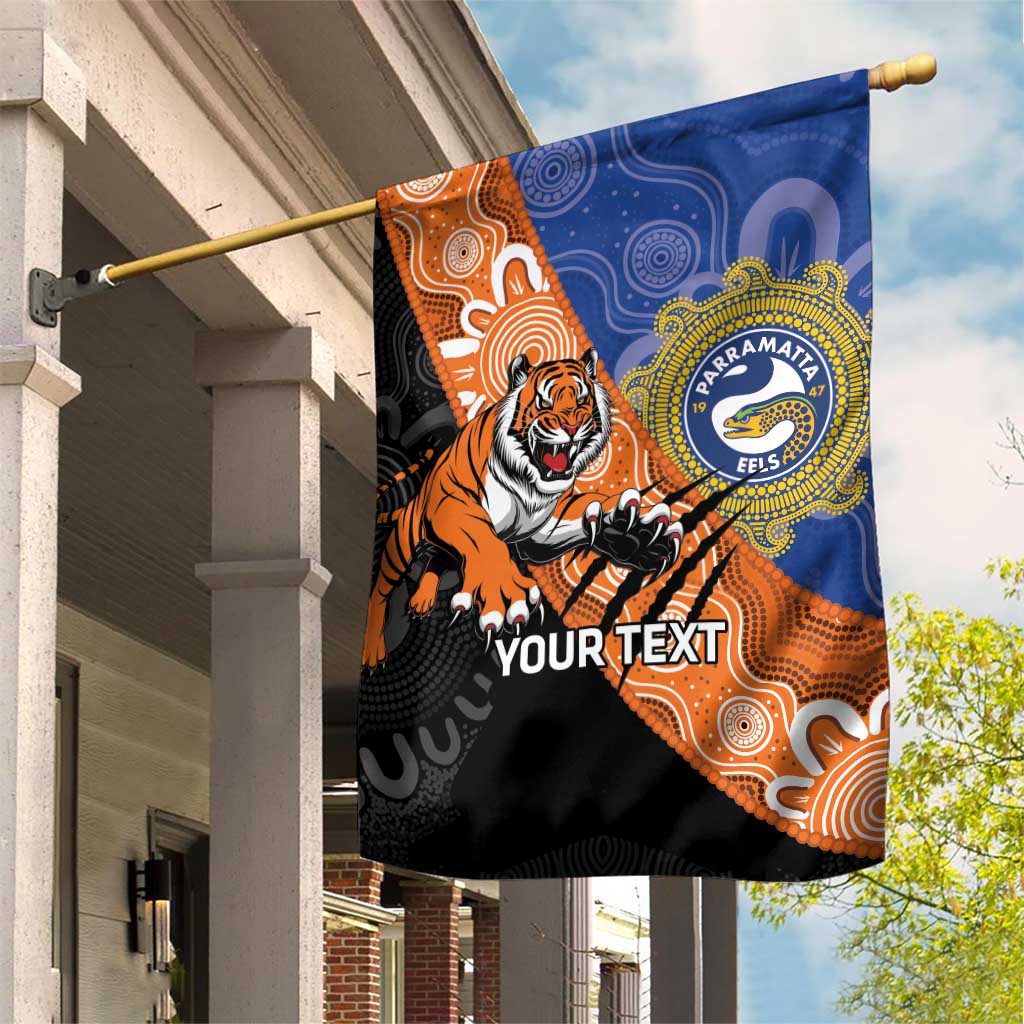 Personalised Tigers and Eels Rugby Garden Flag Aboriginal Art