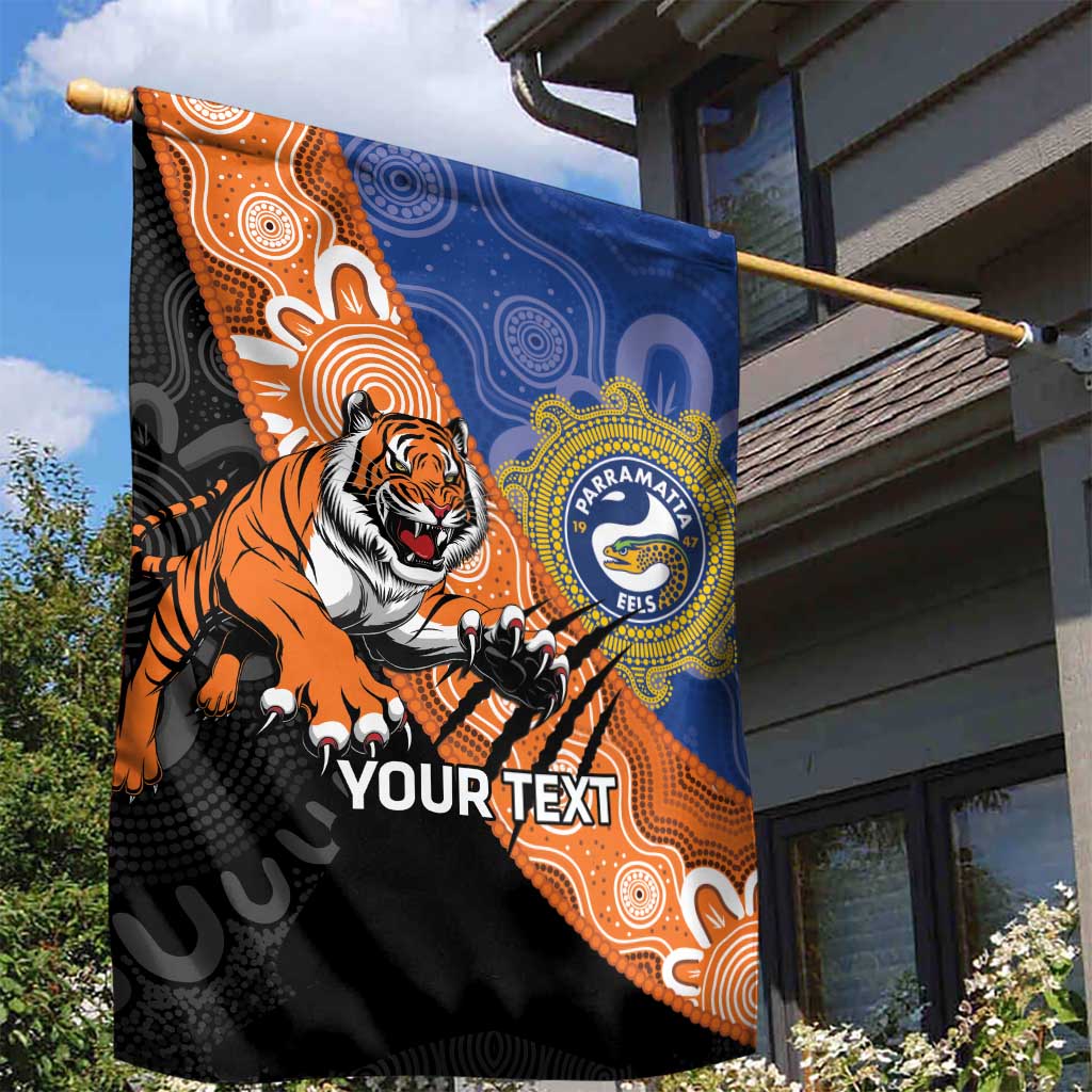 Personalised Tigers and Eels Rugby Garden Flag Aboriginal Art