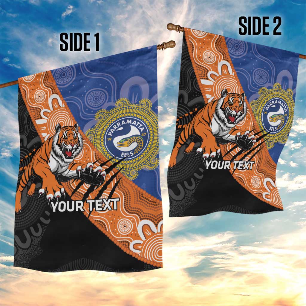 Personalised Tigers and Eels Rugby Garden Flag Aboriginal Art