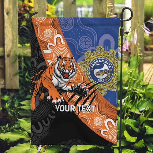 Personalised Tigers and Eels Rugby Garden Flag Aboriginal Art
