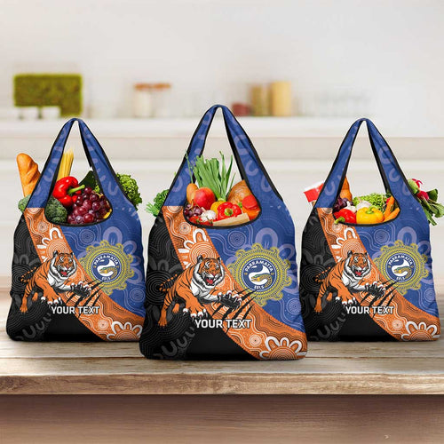 Personalised Tigers and Eels Rugby Grocery Bag Aboriginal Art