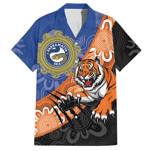 Personalised Tigers and Eels Rugby Hawaiian Shirt Aboriginal Art