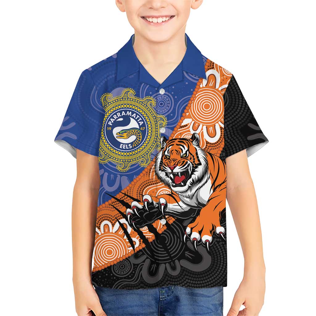 Personalised Tigers and Eels Rugby Hawaiian Shirt Aboriginal Art