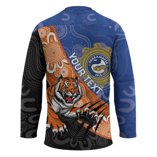 Personalised Tigers and Eels Rugby Hockey Jersey Aboriginal Art