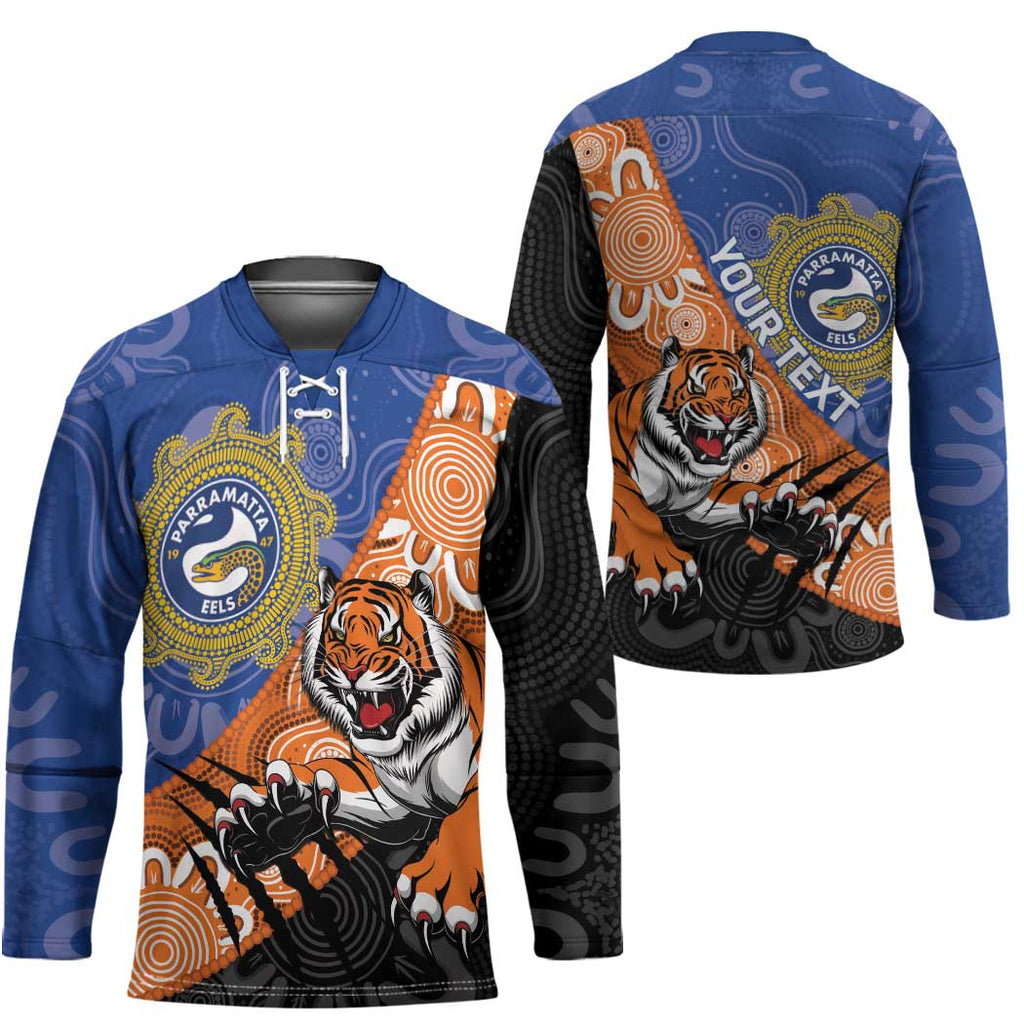 Personalised Tigers and Eels Rugby Hockey Jersey Aboriginal Art