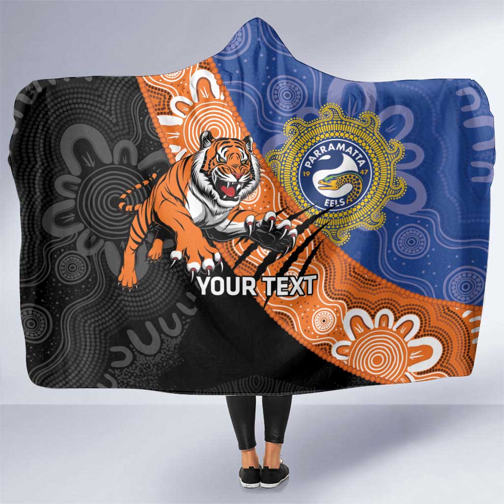 Personalised Tigers and Eels Rugby Hooded Blanket Aboriginal Art