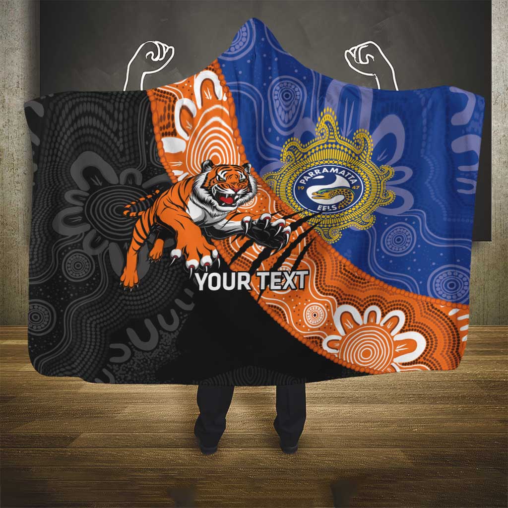 Personalised Tigers and Eels Rugby Hooded Blanket Aboriginal Art