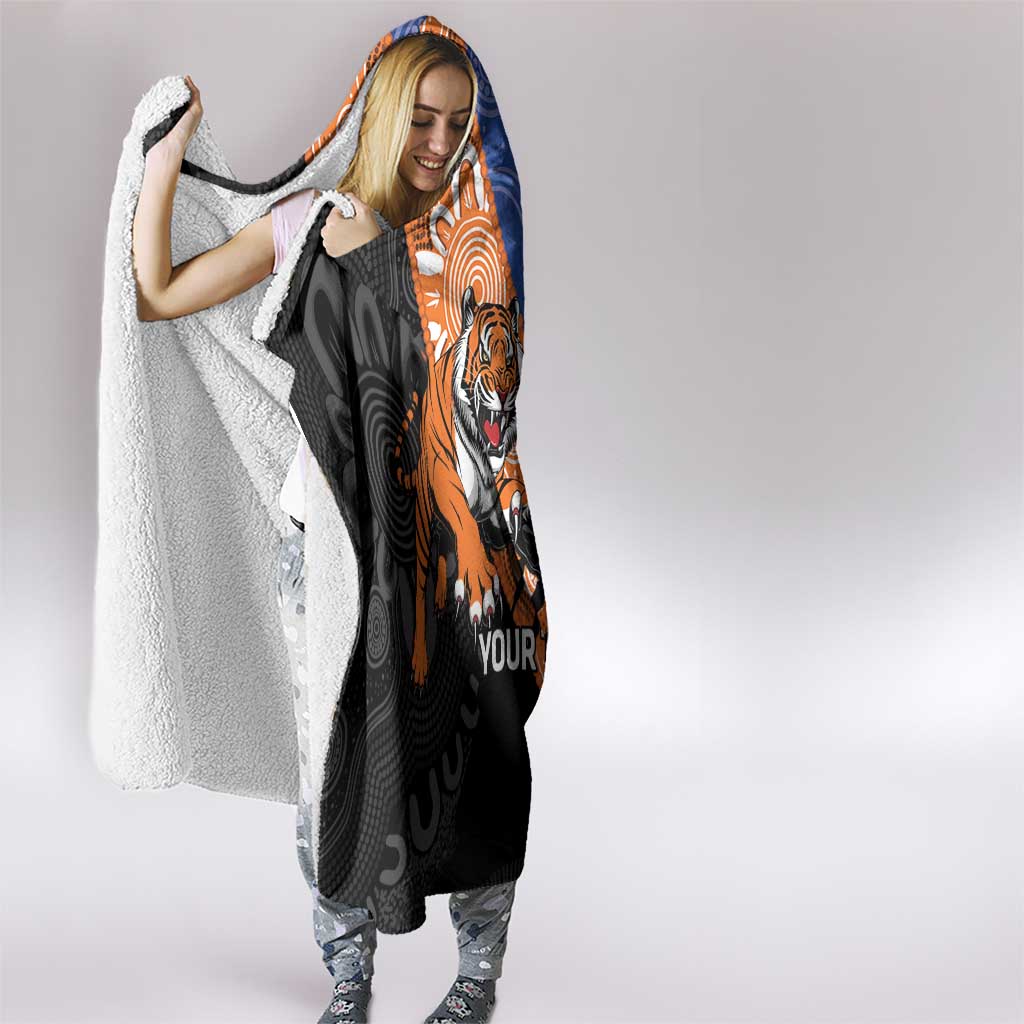 Personalised Tigers and Eels Rugby Hooded Blanket Aboriginal Art