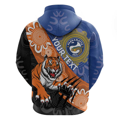 Personalised Tigers and Eels Rugby Hoodie Aboriginal Art