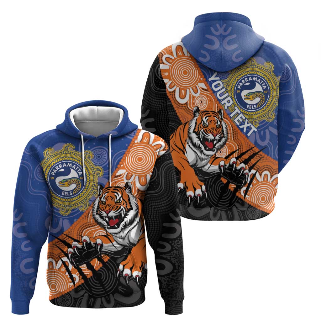 Personalised Tigers and Eels Rugby Hoodie Aboriginal Art