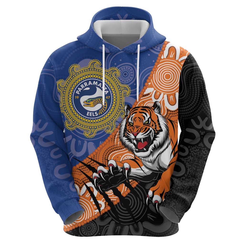 Personalised Tigers and Eels Rugby Hoodie Aboriginal Art