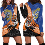 Personalised Tigers and Eels Rugby Hoodie Dress Aboriginal Art