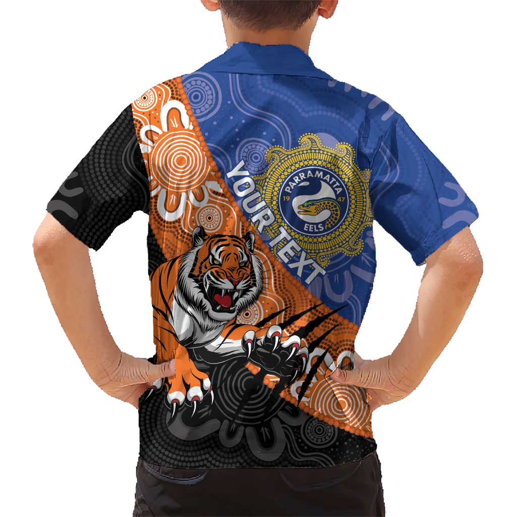 Personalised Tigers and Eels Rugby Kid Hawaiian Shirt Aboriginal Art