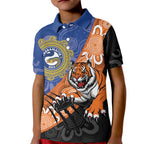 Personalised Tigers and Eels Rugby Kid Polo Shirt Aboriginal Art