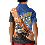 Personalised Tigers and Eels Rugby Kid Polo Shirt Aboriginal Art