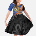 Personalised Tigers and Eels Rugby Kid Short Sleeve Dress Aboriginal Art