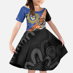 Personalised Tigers and Eels Rugby Kid Short Sleeve Dress Aboriginal Art