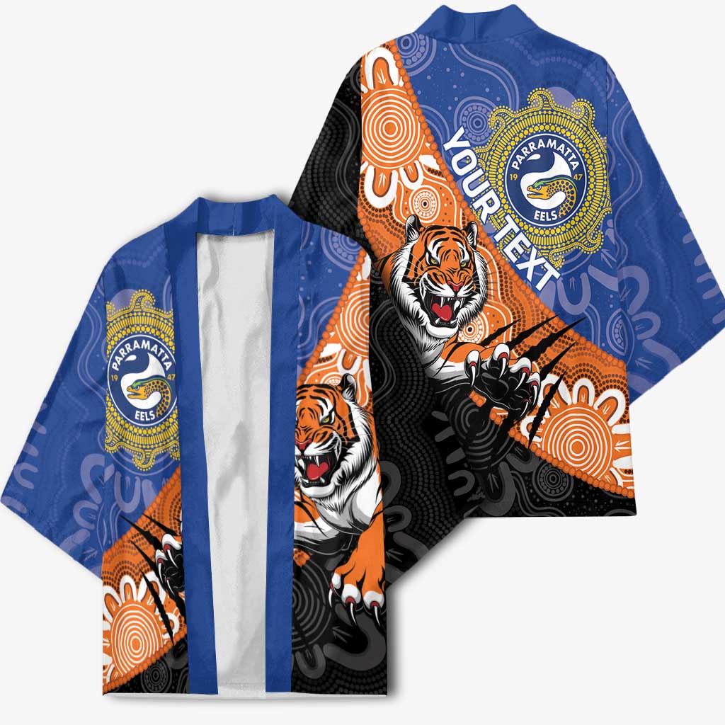 Personalised Tigers and Eels Rugby Kimono Aboriginal Art