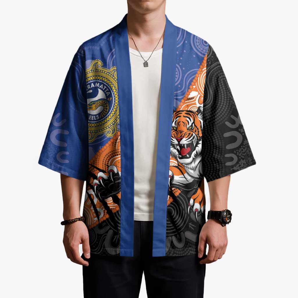Personalised Tigers and Eels Rugby Kimono Aboriginal Art