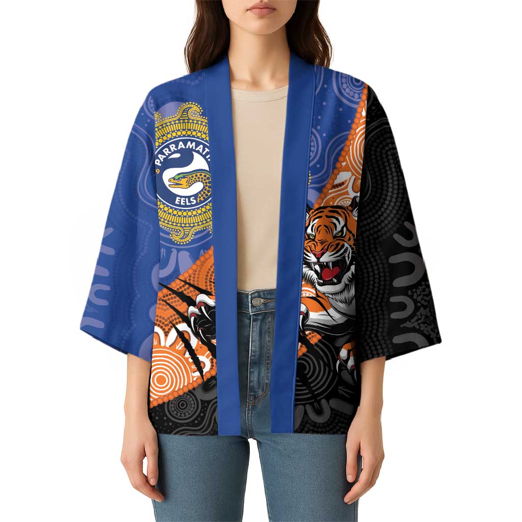 Personalised Tigers and Eels Rugby Kimono Aboriginal Art