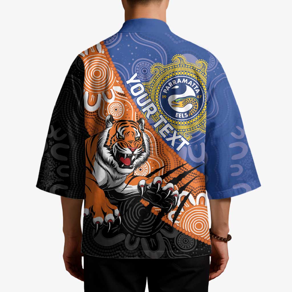 Personalised Tigers and Eels Rugby Kimono Aboriginal Art