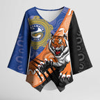 Personalised Tigers and Eels Rugby Kimono Sleeve Blouse Aboriginal Art