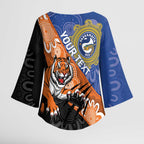 Personalised Tigers and Eels Rugby Kimono Sleeve Blouse Aboriginal Art