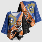 Personalised Tigers and Eels Rugby Kimono Sleeve Blouse Aboriginal Art