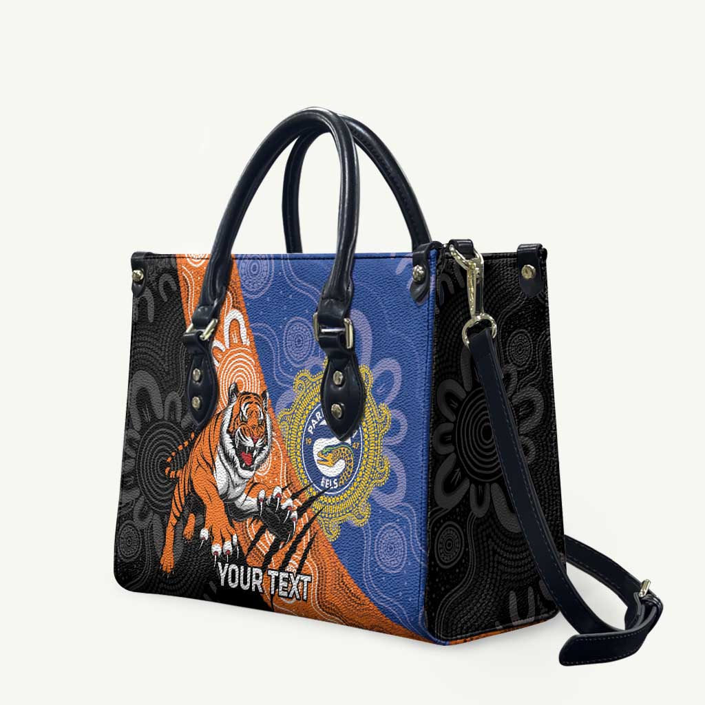 Personalised Tigers and Eels Rugby Leather Bag Aboriginal Art