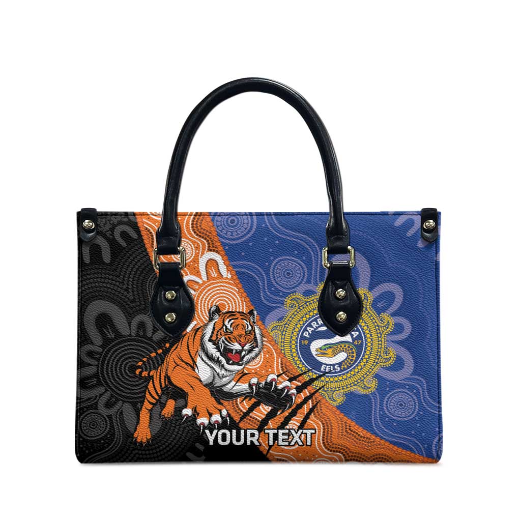Personalised Tigers and Eels Rugby Leather Bag Aboriginal Art