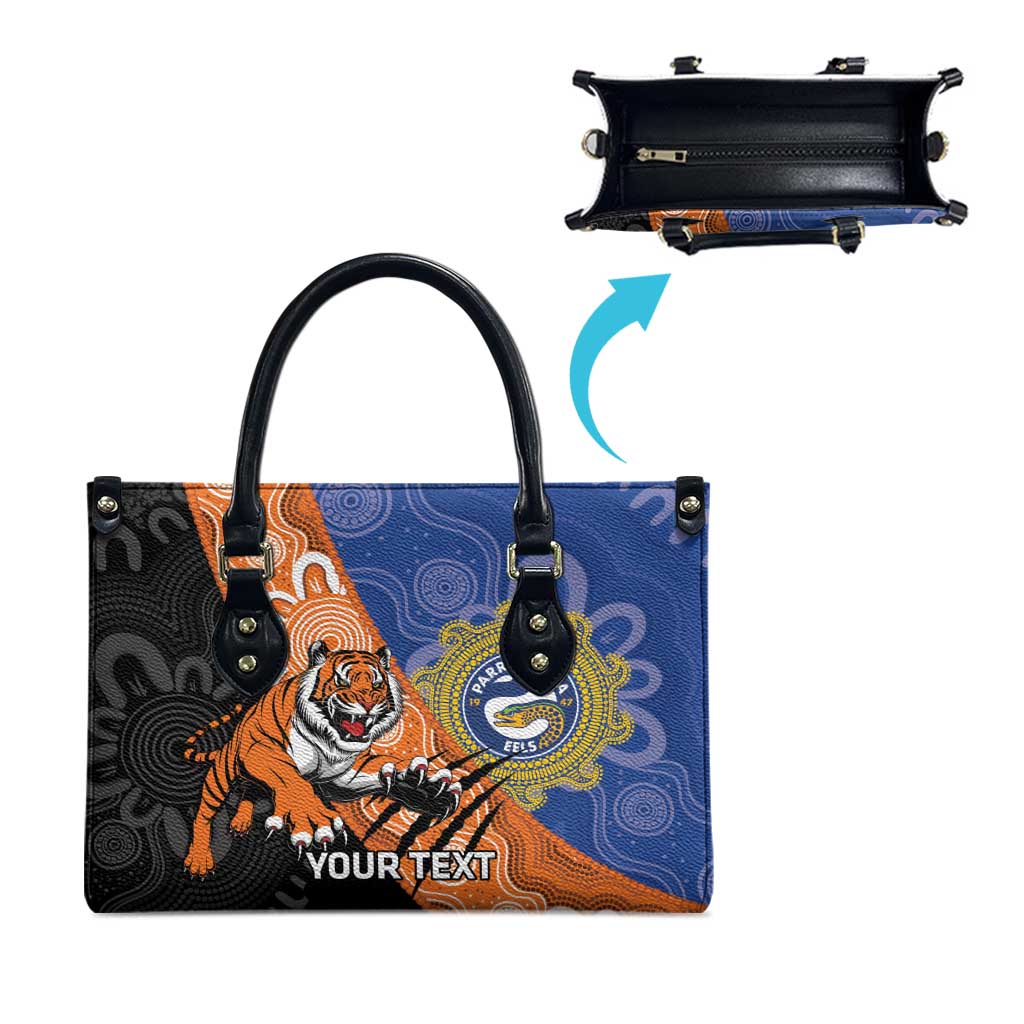 Personalised Tigers and Eels Rugby Leather Bag Aboriginal Art