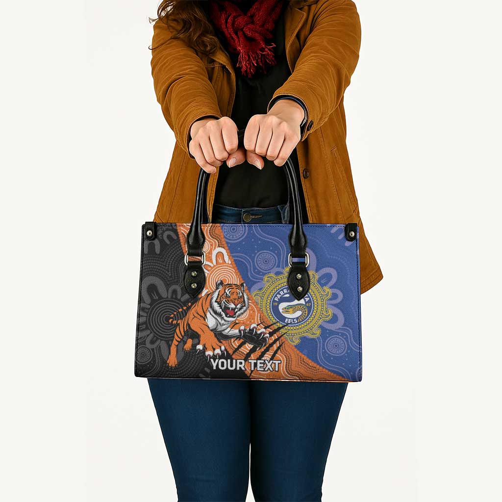 Personalised Tigers and Eels Rugby Leather Bag Aboriginal Art