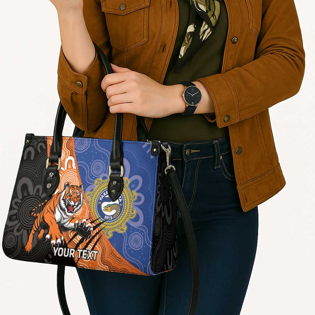 Personalised Tigers and Eels Rugby Leather Bag Aboriginal Art