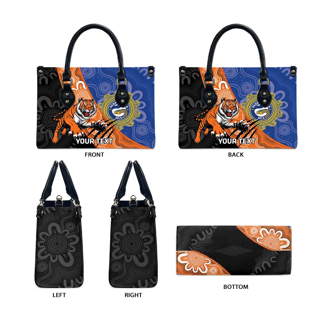 Personalised Tigers and Eels Rugby Leather Bag Aboriginal Art
