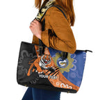 Personalised Tigers and Eels Rugby Leather Tote Bag Aboriginal Art
