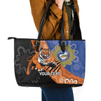 Personalised Tigers and Eels Rugby Leather Tote Bag Aboriginal Art