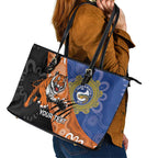 Personalised Tigers and Eels Rugby Leather Tote Bag Aboriginal Art