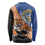 Personalised Tigers and Eels Rugby Long Sleeve Shirt Aboriginal Art