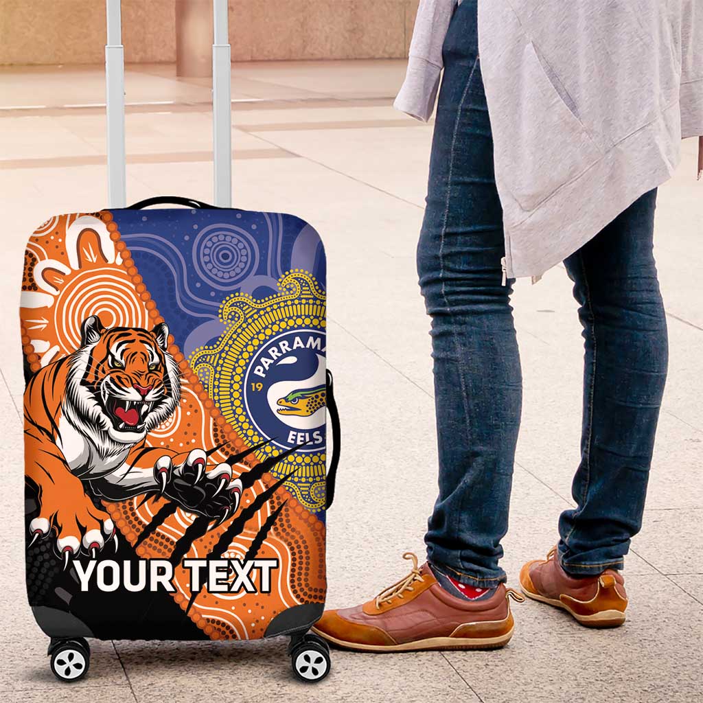 Personalised Tigers and Eels Rugby Luggage Cover Aboriginal Art
