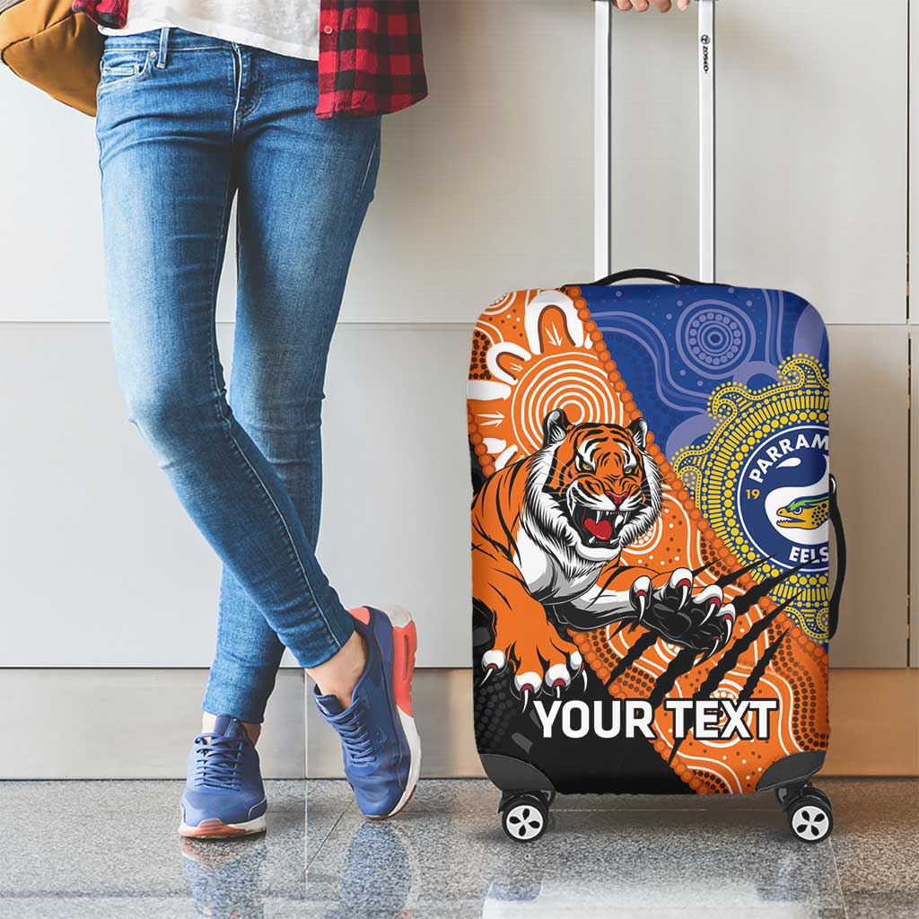 Personalised Tigers and Eels Rugby Luggage Cover Aboriginal Art
