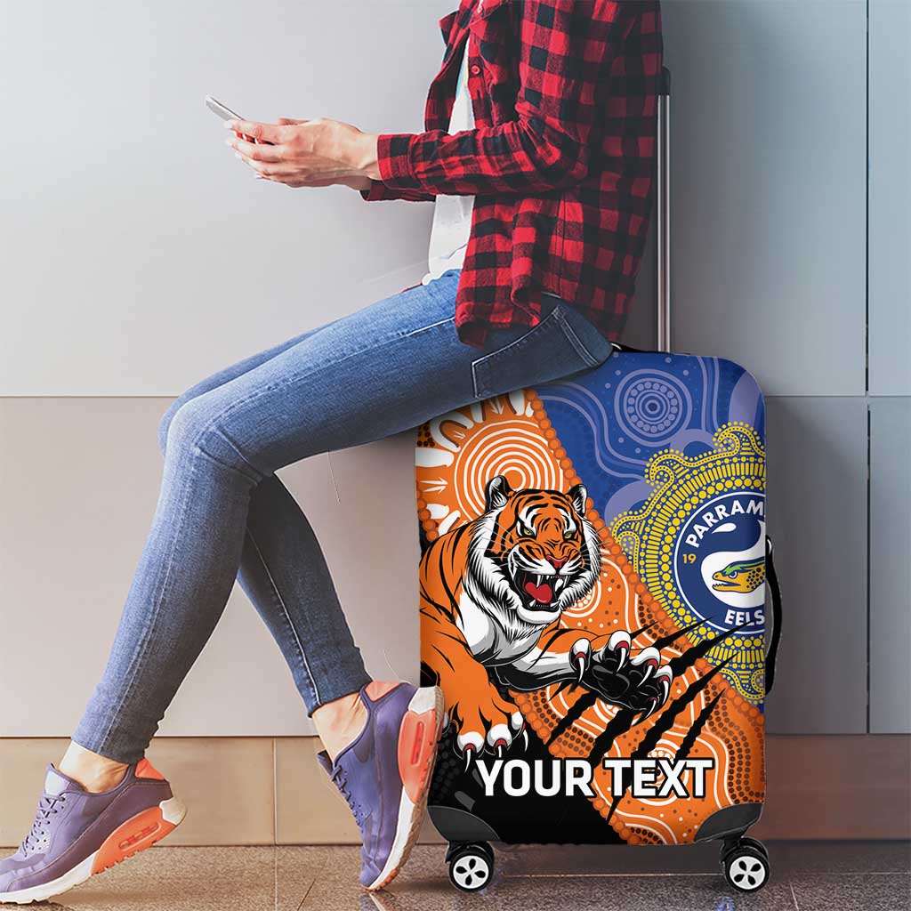 Personalised Tigers and Eels Rugby Luggage Cover Aboriginal Art