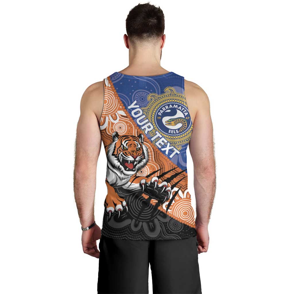 Personalised Tigers and Eels Rugby Men Tank Top Aboriginal Art