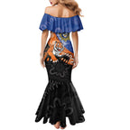 Personalised Tigers and Eels Rugby Mermaid Dress Aboriginal Art