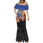 Personalised Tigers and Eels Rugby Mermaid Dress Aboriginal Art