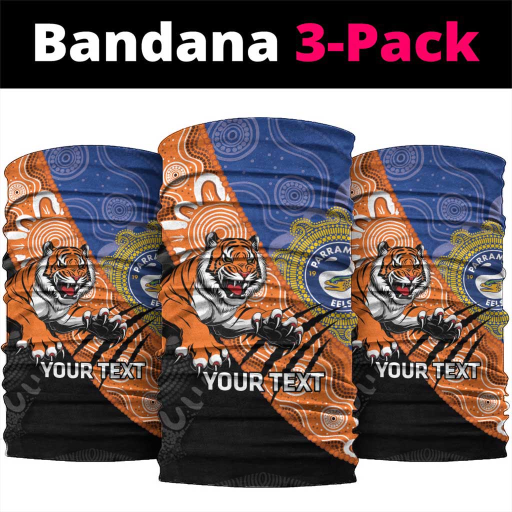 Personalised Tigers and Eels Rugby Neck Gaiter Aboriginal Art