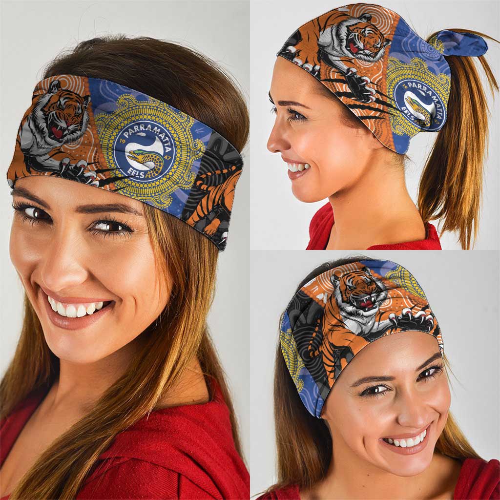 Personalised Tigers and Eels Rugby Neck Gaiter Aboriginal Art