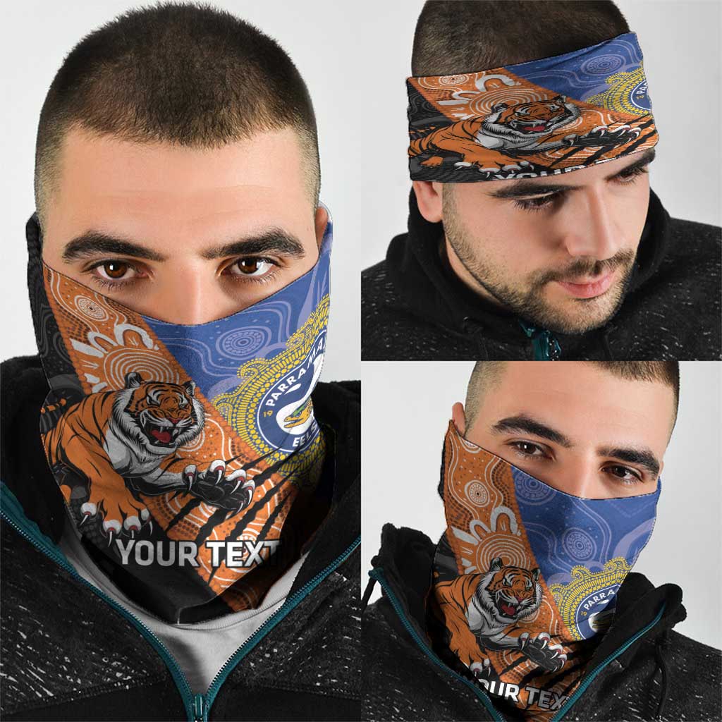 Personalised Tigers and Eels Rugby Neck Gaiter Aboriginal Art